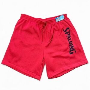 Vintage Deadstock NWT Spalding Sport Retro Basketball Red Sweat Shorts L 32" 90s